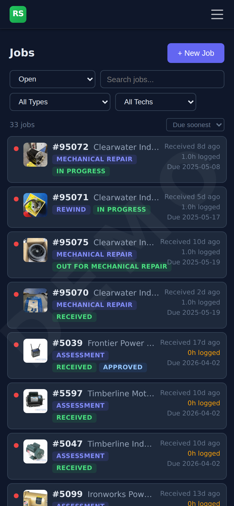 Job Manager on Mobile
